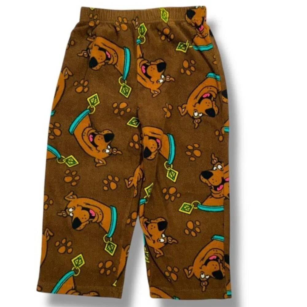 Scooby-Doo Fleece Pajama Pant Brown Multicolor Cartoon Print Unisex Toddler 4T